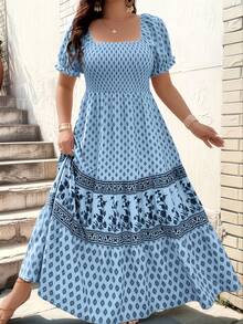 Talla Grande - Talla Grande - Vestido de Mujer con Cintura Entallada - Verde Gris - Ver 4