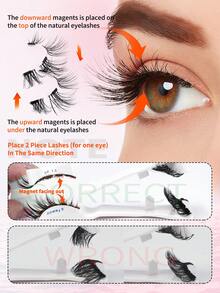 MAANGE 1 Set magnetische Fake Wimpern Kit, inklusive Spiegel und Wimpernzange, kein Kleber nötig, Katzenaugen Kunstmink Wimpern mit Pinzette, ideales Reise Beauty Tool, geeignet für europäische und amerikanische Augenformen - Verschiedenfarbig - Übersicht 8