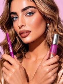 Pudaier 2pcs Nude Lip Set, Long-Lasting Lip Liner And High Gloss Lip Gloss Set, Women's Lip Makeup Combination, Moisturizing And Shiny Lips, Smooth Lip Liner And Lip Gloss Set - #09.Cherry Pop - View 8