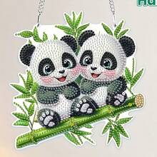 2D Flat Panda Diamond Painting Art Hanging Set, 5D Special Shape Diamond Painting Art Set, Suitable For Adult Beginners, Animal Diamond Painting Gem Art Home Decor - A - View 3