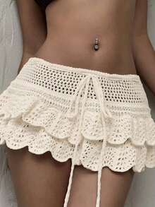 Falda de Playa Estilo Ola Oceánica  para Mujer - Beis - Ver 5