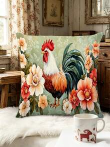 Rooster Pattern Table Runner, Farmhouse Style, Modern Home Kitchen Decor, 1pc Table Runner, 4pcs Placemats, 1pc Cushion Cover, Table Runner & Placemat Set, Multiple Product Combinations Available, Home Decor Indoor & Outdoor Party Supplies, Room Decoration. Suitable For Daily Home Kitchen Decor, Everyday Party Decoration. - Multicolor - View 8