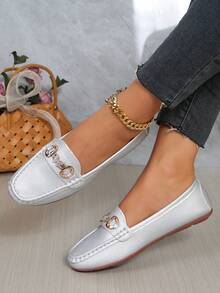 New Women's Flat Loafers, Minimalist Fashion, Suitable For All Occasions, Plus Size Stylish - Silver - View 8