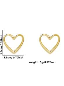 1 Pair Geometric Hollow Heart Shaped Earrings For Women - Yellow Gold - View 2