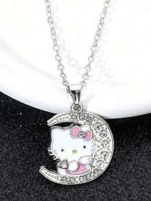 SANRIO 1件卡通新月猫咪吊坠项链，女友生日礼物，可爱KT猫项链，百搭日常佩戴，珠宝首饰 - 彩色 - 查看 7