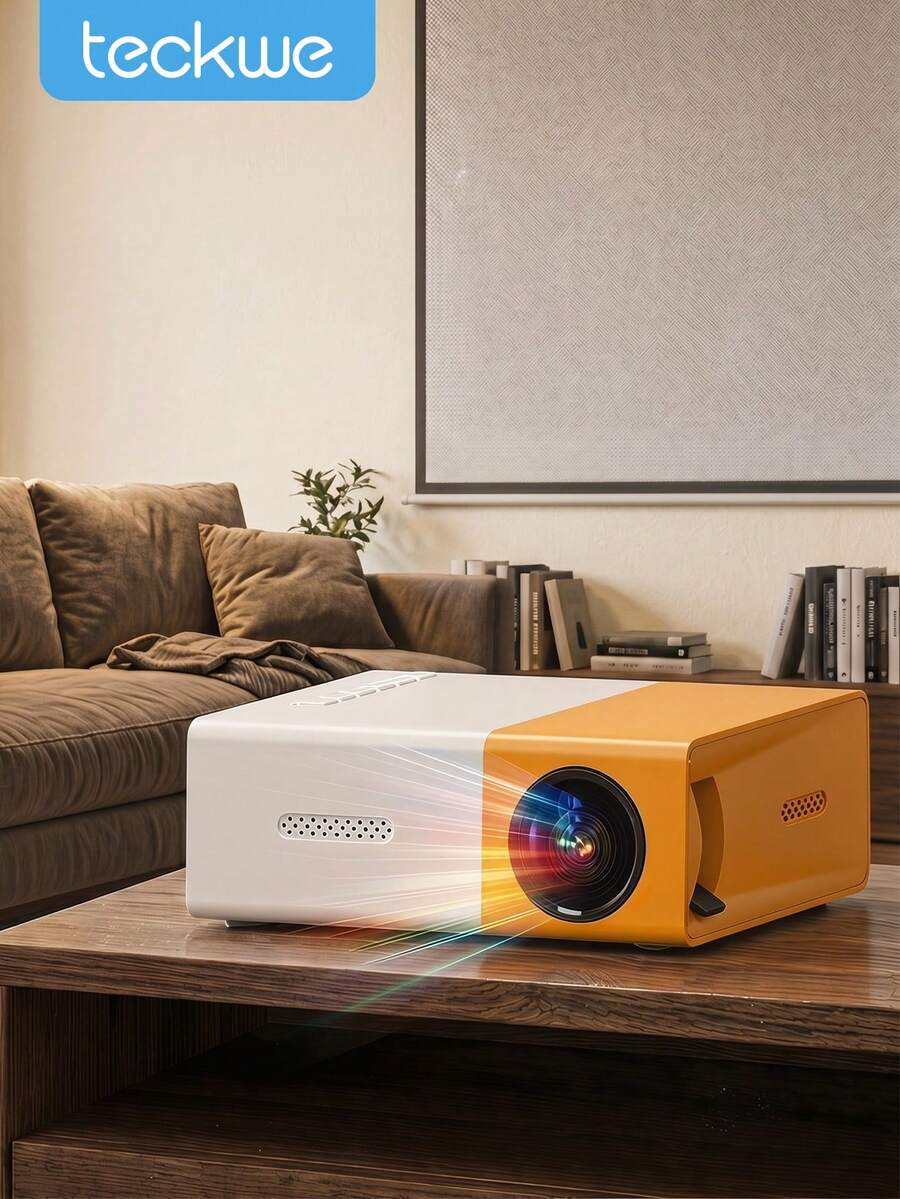 Teckwe Mini Portable 1080P LED Projector For Home Party Meeting Theater, Projector Home Cinema Review - Orange - View 1