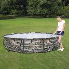 Steel Pro 10' X 30 Above Ground Pool, Round Metal Frame Outdoor Swimming Pool Set With Pump & Type I Cartridge, Gray - 12英尺 x 30英寸,石材 - 查看 2