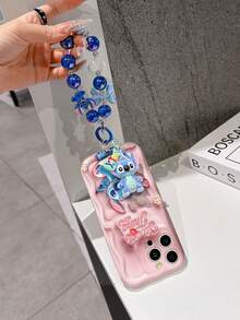 Disney Has Authorized, Phone Case - Chain Set, The Stitch Lilo & Stitch 3D Phone Case Plus A Silicone 3D Stitch Bracelet With Metallic Ring Removable Bracelet, Stitch And Angel Pattern, Compatible With Iphone17/16/15/14/13/12/11/XS/XR/X Plus Pro Max, A Stylish Cartoon Phone Case, The Perfect Gift Choice, Phone Protection, Durable Phone Cover, Great Gift For Friends And Family. - trắng - Xem 3