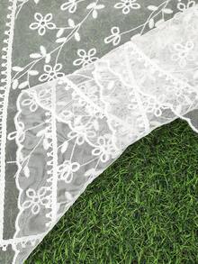1件鄉村風時尚百搭白色蕾絲柳枝花卉大三角巾 夏季髮飾女用頭巾 - 白色 - 查看 4