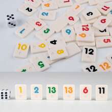 1 Set ,Rummy Set,Travel Size Rummy Game With Canvas Bag, Classical Rummy Game For Family, 106 Tiles, 4 Playing Rack, 1 Dice (2-4 Players) - Multicolor - View 9