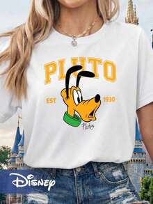 Disney PLUTO Portrait Pattern T-Shirt; Parent- Matching Disney PLUTO Portrait Pattern T-Shirt For Vacation With Family - White - View 2