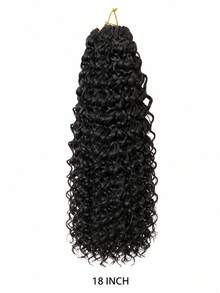 18 piezas/paquete Extensiones de cabello trenzado de ganchillo - 1/5 caja, cabello trenzado sintético suave y pre-rizado, adecuado para trenzas retorcidas y trenzas de diosa, fácil instalación, negro natural, suficiente para uso en toda la cabeza - Multicolor - Ver 12