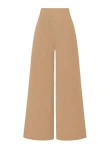 Unity Pantalones casuales anchos de mujer con diseño de rayas de palillo de dientes de unicolor - Marrón Mocha - Ver 10