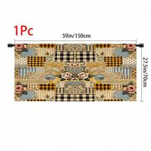 1pc Floral Pattern Printed Tablecloth, Kitchen Small Curtain, Cabinet Curtain With Curtain Holes, Easy To Hang, 100% Polyester, Rectangular, Woven, Machine Washable, Kitchen Decor And Accessories, Suitable For Kitchen Cabinets And Home Decoration - Multicolor - View 14