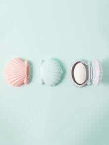 1pc Shell Shaped Soap Dish With Cover, Bathroom Draining Soap Box, Portable Sealed Soap Storage Container - Multicolor - View 10