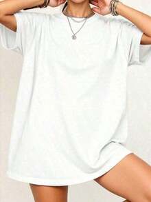 1 Women's Short Sleeve Crew Neck Loose Fit T-Shirt For Spring/Summer - Comfortable Loose Cotton T-Shirt With Vintage And Urban Style - Casual Summer Vintage Print Cotton T-Shirt, Suitable For Couples, 100% Cotton, Summer Top, 180g 100% Cotton - 白色 - 查看 3
