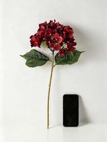 MEHELANY 1pc Burgundy Artificial Hydrangea Flower, Realistic High-Quality Faux Flower, Suitable For DIY Wedding Bouquet, Party, Autumn Home Living Room Kitchen Garden Hotel Office Decoration, Thanksgiving Harvest Season Decor, DIY Arch Floral Wreath Decoration, Gift For Girls - Burgundy - View 4