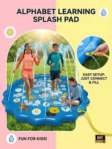 熱銷夏季水花噴水墊，海洋動物噴水遊戲墊，加厚PVC戶外水玩具，大尺寸草地噴水墊，適合兒童與家庭的趣味水上遊戲，後院、花園與泳池派對的理想選擇 - 彩色 - 查看 2