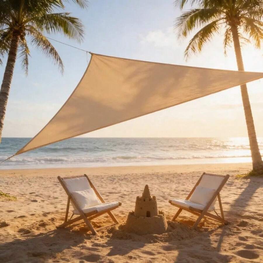 1 Set Waterproof Sun Shade Sail With Installation Stainless Cables Triangle Rectangle Square 98% UV Block Awning Shade Sails Canopy Sunscreen Cover Tents For Outdoor Camping Patios Garden Swimming Pool - Triangular Screen - View 1