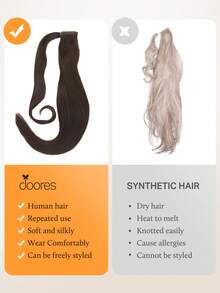 Extensiones de Coleta Invisible DOORES, Fáciles de Instalar, 100% Cabello Humano, Liso, 14-22 Pulgadas, 75-90g, Cabello Remy de Alta Calidad, Con Clips, Aspecto Natural y Tacto Suave - S2A - Ver 5