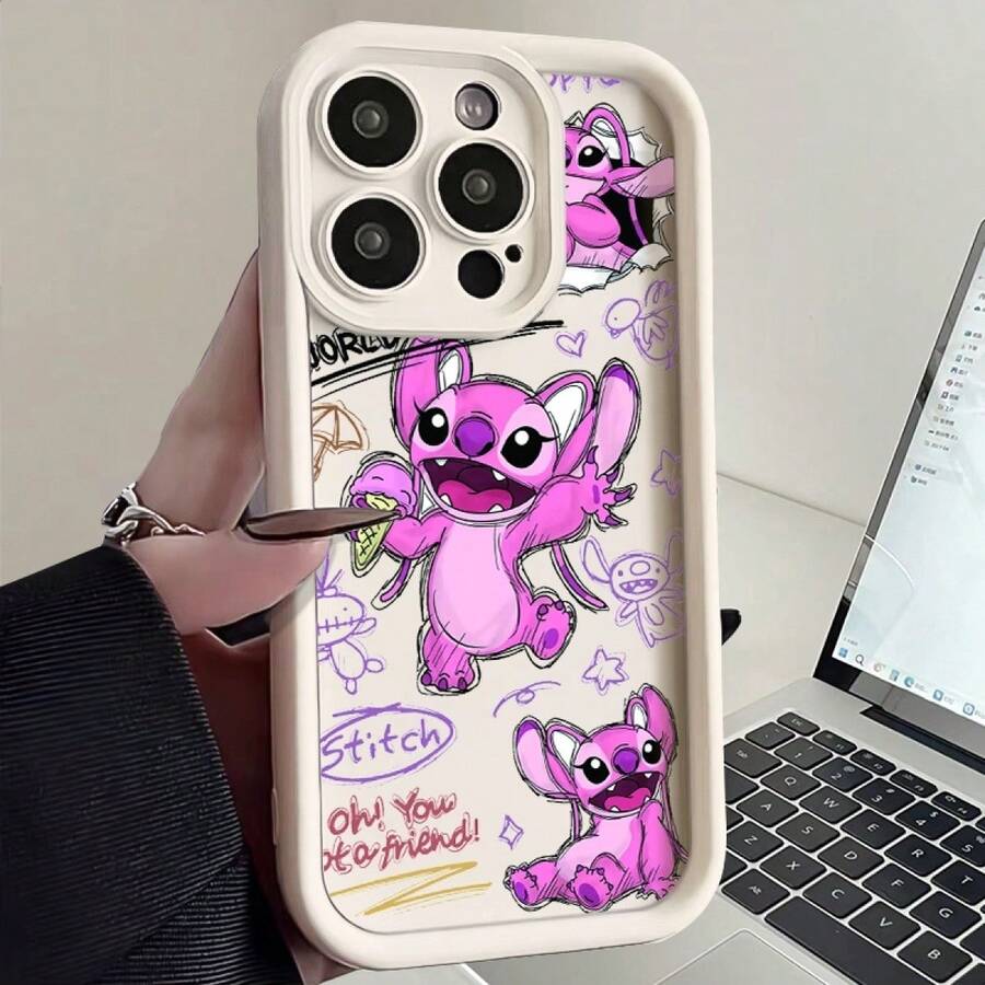 Disney Protective Phone Case Compatible With Apple 17 Pro Max, 16, 15, 14 Max, 13, 12, 11, XS. Made Of Shock-Resistant TPU, Featuring A Playful Cartoon Character Design With A Beach Scene, Ice Cream, Balloons, And Cake. A Fun Style For Lovers Of Original Designs. Perfectly Fitting, Drop-Proof Cover, Ideal For Everyday Use. A Cheerful Theme For Happy Moments With Friends. Popular In Europe And America. - 白色 - 查看 1