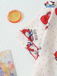 Sanrio Women's Pajama Set, Hello Kitty Short Sleeve Pocket Top And Bow Shorts Casual Loungewear Set - Apricot - View 4