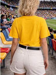 Women's Printed T-Shirt Latina 100% Premium Cotton Brazilian Do It Better Brazilian Culture Brazil Hexa World Cup Football - 金黃色 - 查看 2