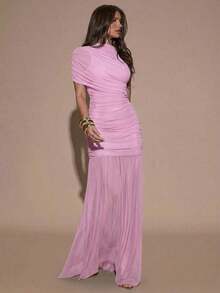 Women Midi Dresses - Merah Muda Pucat - View 4