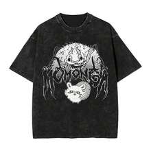 Camisetas Vintage Populares, Camisetas de San Valentín, Camiseta Metal Momonga Dekatsuyo, Camisetas de Manga Corta Estilo Hip Hop Lavadas, Camisetas Vintage para Hombre, Camisetas Estampadas de Streetwear, Ropa Masculina, Estilo Desgastado, La Mejor Camiseta de Regalo - Negro - Ver 1
