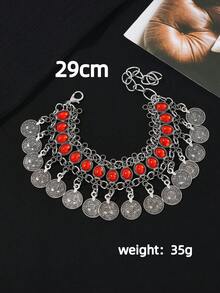 1pc Bohemian Style Coin Tassel Pendant Body Chain Waist Chain Anklet Set, Suitable For Women's Beach Vacation, Party Wear Sexy Jewelry - Waist Chain - View 8