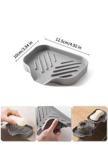 1pc Silicone Dish Drying Mat - Foldable Heat-Resistant Multifunctional Kitchen Drainer Mat, Suitable For Tableware And Utensils - Grey - View 16