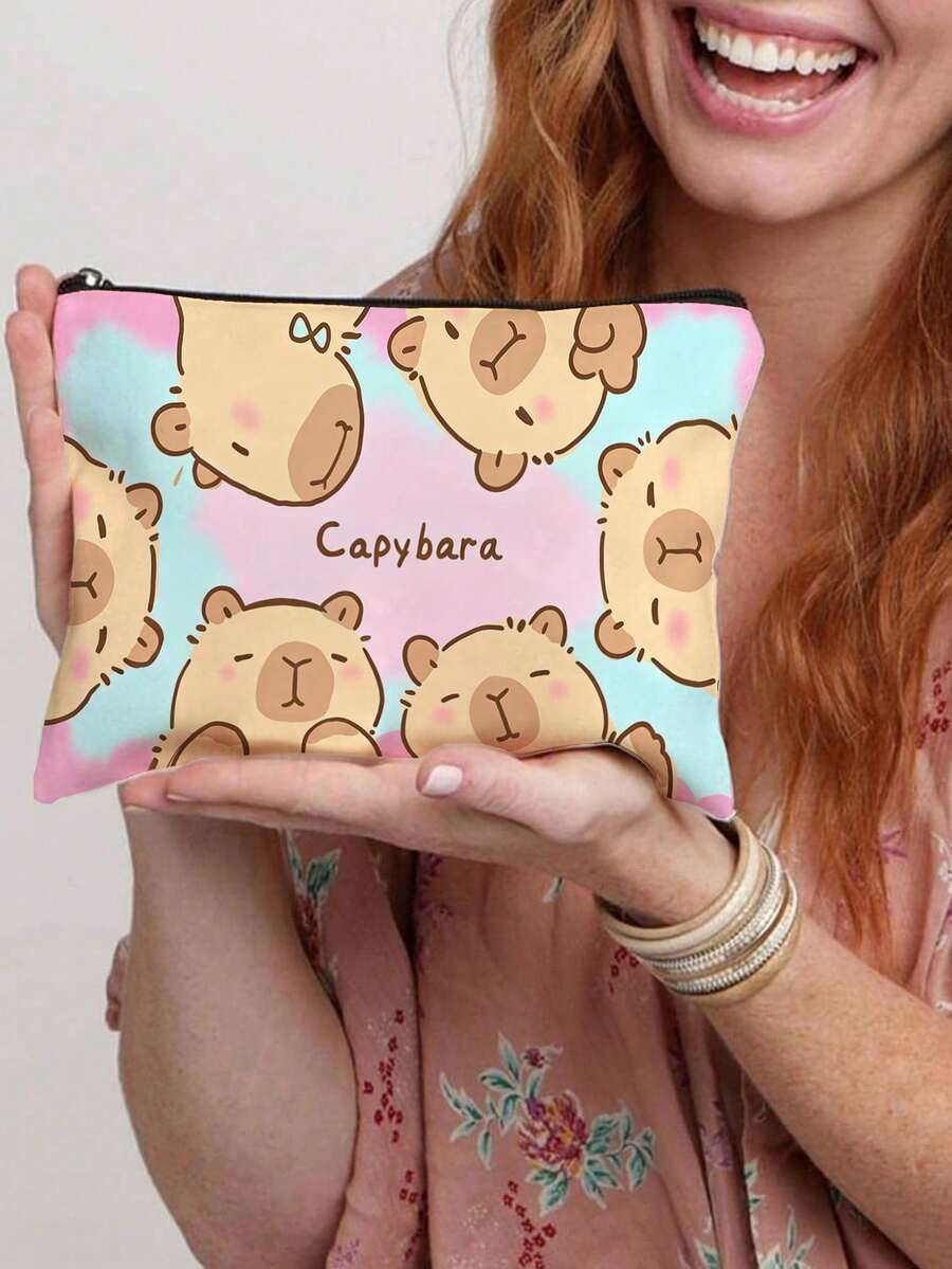 Cute Capybara Makeup Bag, Lightweight Foldable Storage Bag, Toiletry Bag, Multi-Functional Large Capacity Pencil Case, Stationery Organizer, Friend Gift, Birthday Gift, Holiday Gift, Back To School Gift