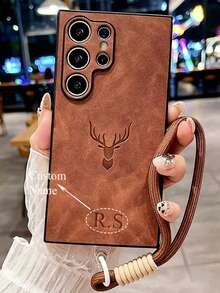 Personalized Glitter Customized DIY Name Shiny Rhinestone Magnetic Mirror Finish Stand Phone Case Compatible With Samsung Galaxy S25 Ultra S24 Ultra S23 Ultra S22 Ultra Plus Camera Protection Shockproof Back Cover - Brown - View 1