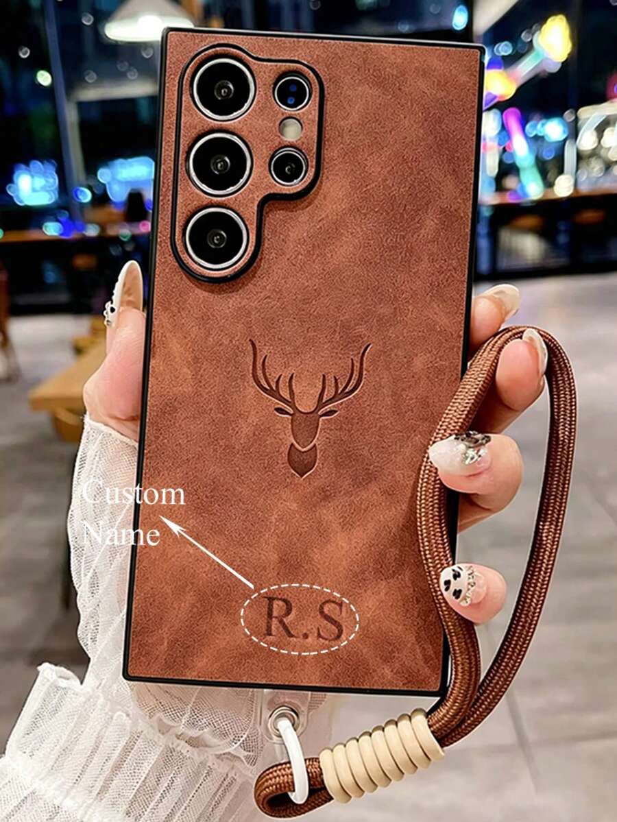 Personalized Glitter Customized DIY Name Shiny Rhinestone Magnetic Mirror Finish Stand Phone Case Compatible With Samsung Galaxy S25 Ultra S24 Ultra S23 Ultra S22 Ultra Plus Camera Protection Shockproof Back Cover - Brown - View 1