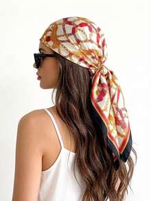 1 pièce Foulard carré décontracté de 70 cm pour femmes, accessoire de cheveux minimaliste, convient pour les vacances, les fêtes de plage, la mode de rue, peut être utilisé comme ceinture, décoration de sac, ruban, foulard imprimé pour femmes, assortiment de couleurs, léger pour le cou, peut être utilisé comme bandeau, serre-tête, choix idéal pour améliorer votre look global - Multicolore - Voir 4