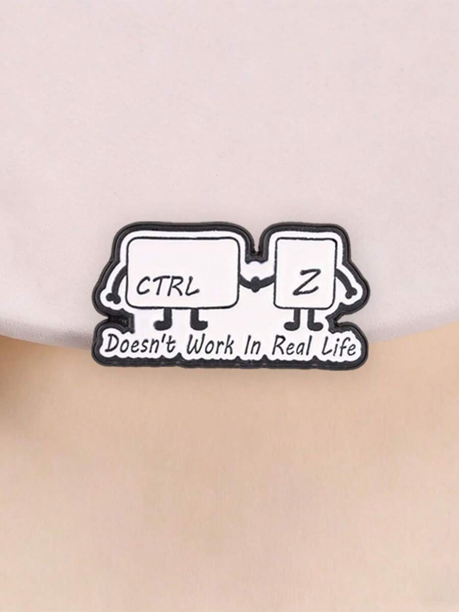 'ctrl+Z Doesn't Work In Real Life' 琺瑯胸針，程式設計師胸飾，獨特禮物創意，適合科技愛好者，耐用且時尚的配件