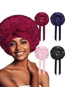 CONFLASS 1 buah/4 buah Topi Tidur Sutra Satin Mewah - Ukuran yang Dapat Disesuaikan dan Nyaman dengan Tali Pengikat - Perawatan Rambut Malam Hari Unisex - MultiWarna - View 5
