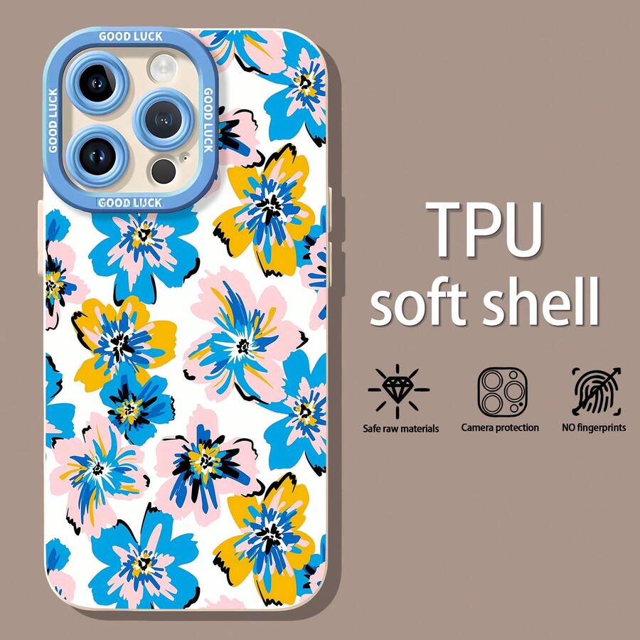 Estampado floral azul, rosa y amarillofunda de teléfono Fundas compatibles con ,Apple,VIVO,OPPO,,, y Honor.Fabricadas en silicona TPU,ofrecen protección contra golpes y caídas.regalos para mamá - Blanco - Ver 1