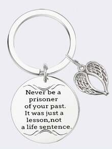 1 Inspirational "Never Be A Prisoner Of The Past" Wing Keychain, Paired With Wing Accessories, Is A Personalized Accessory That Conveys Healing Power And Is Fashionable. It Is A Unique Gift For Family Members, Friends, And Colleagues. An Inspirational Circular Keychain. It Is Very Suitable As A Healing Gift For Men And Women, Or A Graduation Gift. - Multicolor - View 4