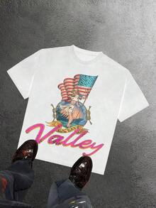 Valley Dreams 1976 Forever (Cotton T-Shirt 220) Men's T-Shirt, Casual Cotton T-Shirt, Loose Fit, Versatile, Unisex, Suitable For Christmas Gifts, Indoor And Outdoor Use - 寶藍色 - 查看 1