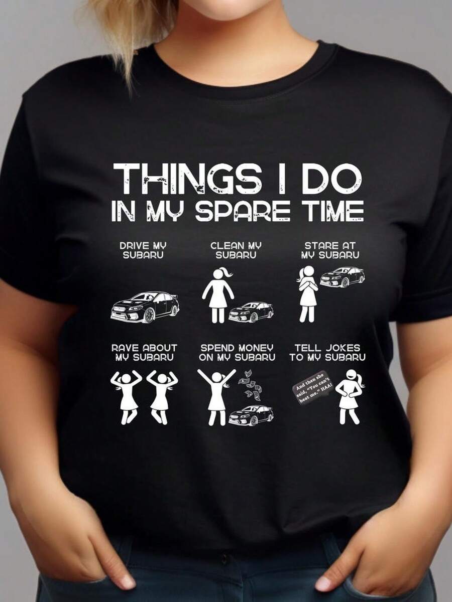 Anime-tröja: Saker jag gör på min fritid | Subaru-entusiast | Grafisk jersey-t-shirt sporttopp för dam, herr-t-shirt - Svart - Visa 1