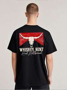 Weihnachts-T-Shirt, 100 % Baumwolle, weich und atmungsaktiv, mit Whiskey Bent und Hellbound Grafik, 220 g, schweres Material, Größe, beliebter Artikel. - Schwarz - Übersicht 4