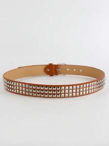 1 chiếc thắt lưng thời trang unisex màu trơn phong cách punk rock đính đá và sequin, phù hợp cho thanh thiếu niên, phong cách thường ngày, hoạt động ngoài trời, thể thao, kỳ nghỉ, du lịch, quà tặng tốt nghiệp, sinh nhật, và sử dụng hàng ngày. - Màu Khaki - Xem 7