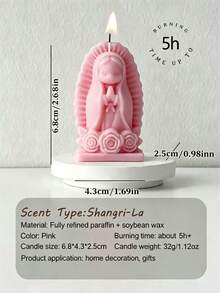 Bộ 4 nến thơm thủ công hình Đức Mẹ Guadalupe, tượng bé gái cầu nguyện dễ thương, đế hình trái tim/hoa hồng, nhiều màu sắc và hương thơm, trang trí nhà cửa, quà tặng tiệc tùng ngày lễ. - Một cỡ - Xem 13