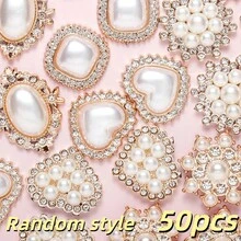20/30/50pcs Luxurious Palace Style Shiny Acrylic Faux Pearl Rhinestones, Assorted Shapes, Ideal For DIY Jewelry, Wedding Hair Bouquets,Home Decor - White - View 18