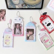 1 pieza Portatarjetas de estilo coreano de moda de 3 pulgadas, portatarjetas de almacenamiento de fotos de ídolo de chica linda, colgante de llavero para mochila de estudiante, regalo - A - Ver 2