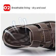 Neue Herren-Sommersandalen: multifunktional, atmungsaktiv, rutschfest, mit weicher Sohle, vereinen Stil und Komfort – die ideale Wahl für Strand und Meer. - CS9802 Braun - Übersicht 4