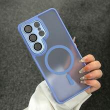 高級啞光親膚感手機殼，相容 Galaxy S26Ultra S25Ultra S24Ultra S23Ultra A56 A16 A17 A36 A26 A16 A37 A57 S24 S23FE Plus A55 A35 A54 A15 S25 S24 S23 及其他機型，全方位相機保護、內建鏡頭膜、柔軟觸感、防指紋、支援無線充電、防摔設計 - 遠峰藍 - 查看 5
