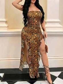 Women Midi Dresses - Coklat - View 4