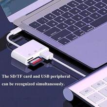 3合1 USB/OTG 讀卡機 高速數據傳輸 公對母 儲存卡讀卡器 適用手機/相機/電腦 相容 iPhone 17/16/15/14/13/12/11/XS/XR/X/8/7 系列 即插即用 無需 App - 白色 - 查看 5
